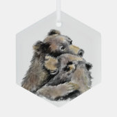 Waterverf Beer Hug Animal Wildlife Art Glas Ornament (Achterkant)