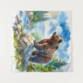 Waterverf Beer in Natuur Wandkleed (Voorkant (horizontaal))