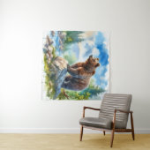 Waterverf Beer in Natuur Wandkleed (In Situ (horizontaal))