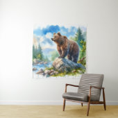 Waterverf Beer in Natuur Wandkleed (In situ)