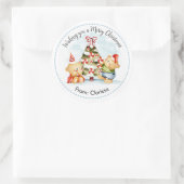 Waterverf Beer kerstboomfeestjes Ronde Sticker (Tas)