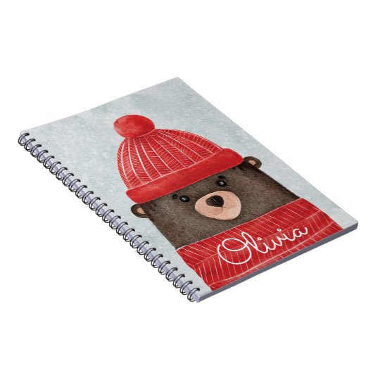 Waterverf beer. kerstbos notitieboek (Rechterzijde)