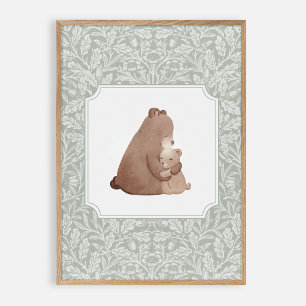 Waterverf beer,  kinderkamer poster