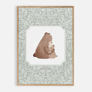 Waterverf beer,  kinderkamer poster