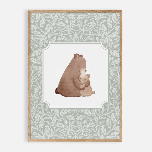 Waterverf beer,  kinderkamer poster