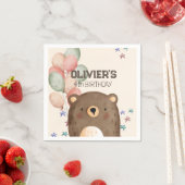 waterverf beer met ballon verjaardagspapier servet (Insitu)