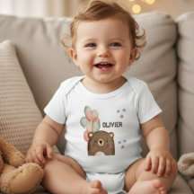 waterverf beer met ballonnen Baby Bodysuit