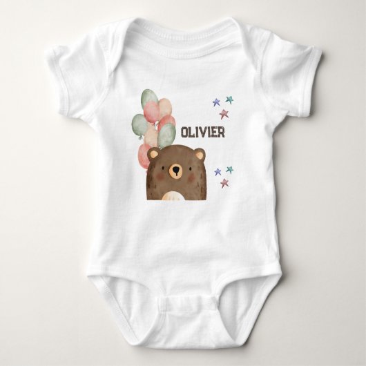 waterverf beer met ballonnen Baby Bodysuit (Voorkant)