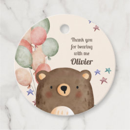 waterverf beer met ballonnen verjaardag Dank u Bedankjes Labels