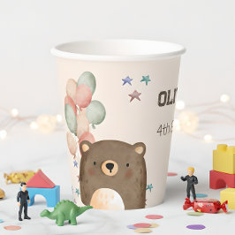 waterverf beer met ballonnen verjaardagsartikel papieren bekers