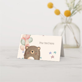 waterverf beer met ballonnen verjaardagskaart plaatskaartje