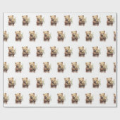 Waterverf Beer met boeket Cadeaupapier (Vlak)