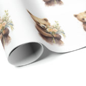 Waterverf Beer met boeket Cadeaupapier (Rol Hoek)