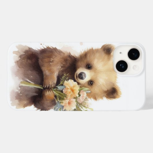 Waterverf Beer met een Boeket Case-Mate iPhone Case (Achterkant (horizontaal))