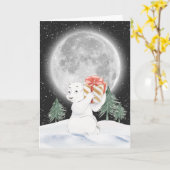 Waterverf Beer met kerstpolaire  Kaart (Gele Bloem)