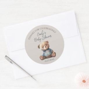 Waterverf Beer Modern Bruin Baby shower Ronde Sticker