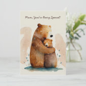 Waterverf Beer Moederdag Kaart (Staand voorkant)