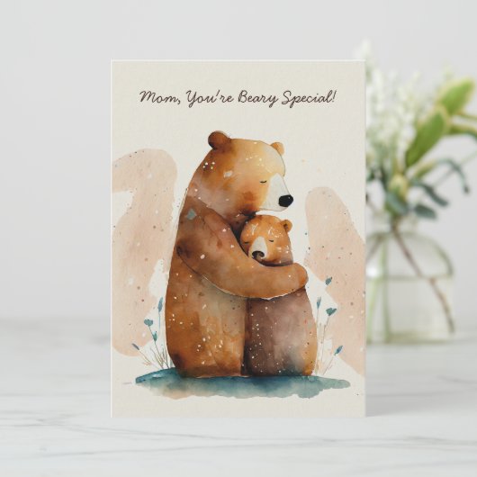 Waterverf Beer Moederdag Kaart (Staand voorkant)