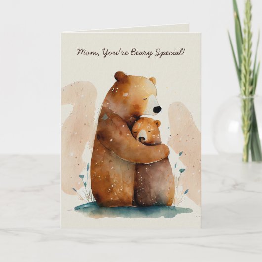 Waterverf Beer Moederdag Kaart (Voorkant)