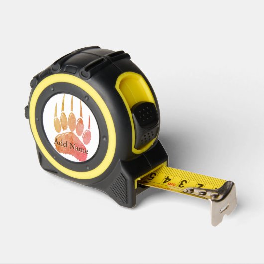 Waterverf Beer Paw Print met aangepaste naam Rolmaat (Hoek)