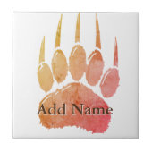 Waterverf Beer Paw Print met aangepaste naam Tegeltje (Voorkant)