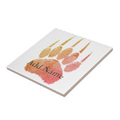 Waterverf Beer Paw Print met aangepaste naam Tegeltje (Zijkant)