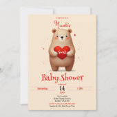 Waterverf Beer Rode Hart Valentijn Baby shower Kaart (Voorkant)