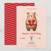 Waterverf Beer Rode Hart xoxo Valentijn Verjaardag Kaart (Voorkant / Achterkant)