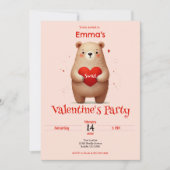 Waterverf Beer Rode Hart xoxo Valentijnse Partij Kaart (Voorkant)