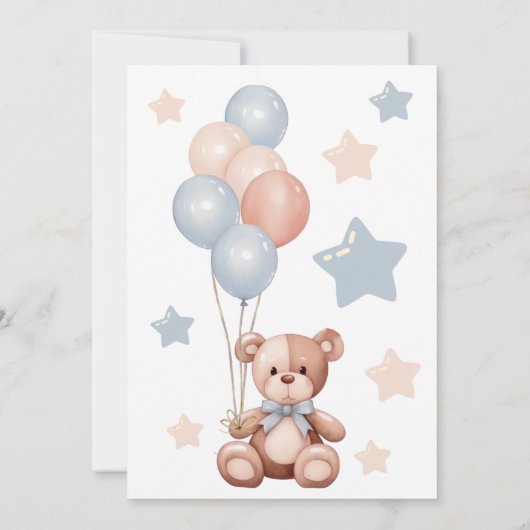 Waterverf Beer roze blauwe ballonnen Geslacht onth Kaart (Achterkant)
