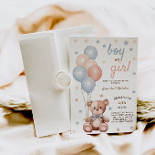 Waterverf Beer roze blauwe ballonnen Geslacht onth Kaart