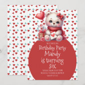 Waterverf Beer Schattige Hartpatroon Verjaardag Kaart (Voorkant / Achterkant)