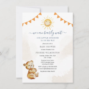 Waterverf Beer Sunshine Boys Baby shower Kaart
