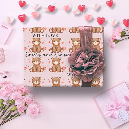 Waterverf Beer Valentijnsdag aanpasbaar Cadeaupapier