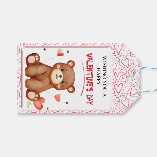 Waterverf Beer Valentijnsdag Cadeaulabel (Voorkant (Horizontaal))