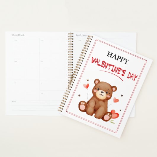 Waterverf Beer Valentijnsdag gepersonaliseerd Planner (Display)