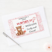 Waterverf Beer Valentijnsdag Rechthoekige Sticker (Envelop)