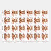 Waterverf Beer Valentijnsdag set van 3 Inpakpapier Vel (Voorkant)