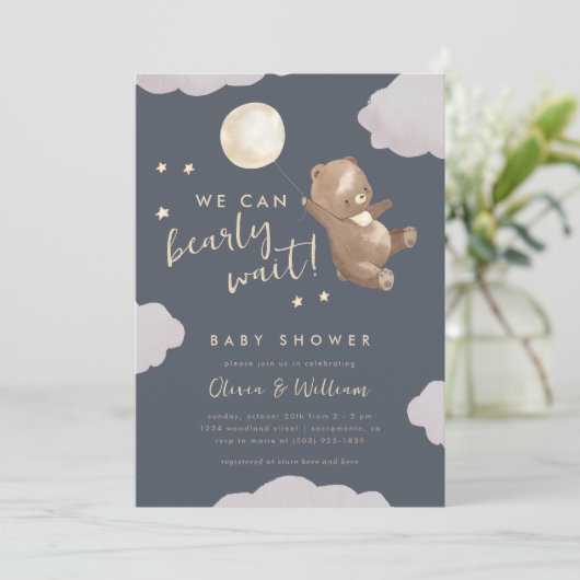 Waterverf Beer We kunnen nauwelijks wachten Baby s Kaart (Staand voorkant)