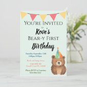 Waterverf Beer-y Eerste Verjaardag Uitnodigen Kaart (Staand voorkant)