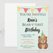 Waterverf Beer-y Eerste Verjaardag Uitnodigen Kaart (Voorkant / Achterkant)