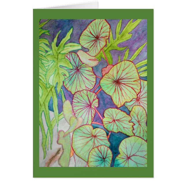 Waterverf Begonia en Philodendron (Voorkant)