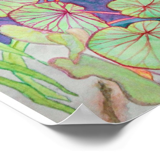 Waterverf Begonia en Philodendron Poster (Hoek)