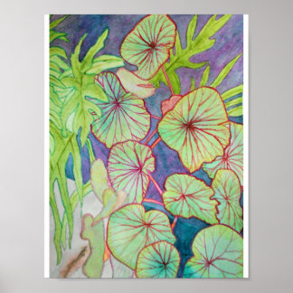Waterverf Begonia en Philodendron Poster