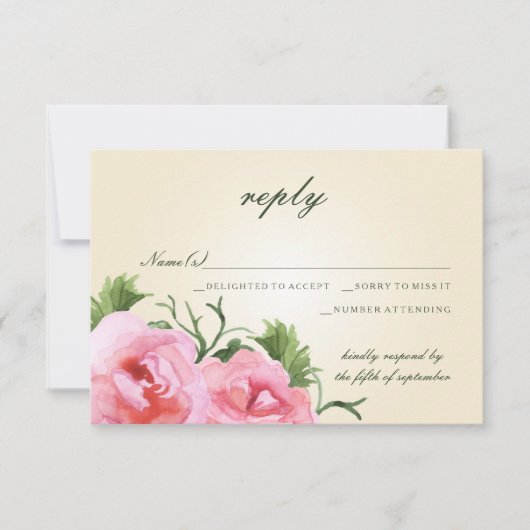 Waterverf Begonias Floral Wedding RSVP (Voorkant)