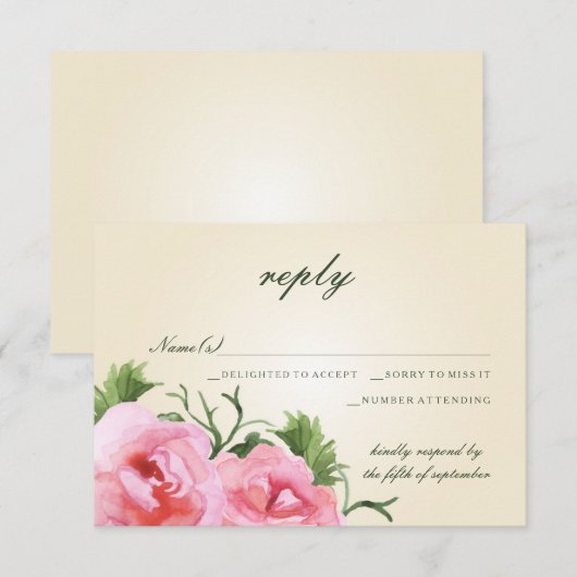 Waterverf Begonias Floral Wedding RSVP (Voorkant / Achterkant)