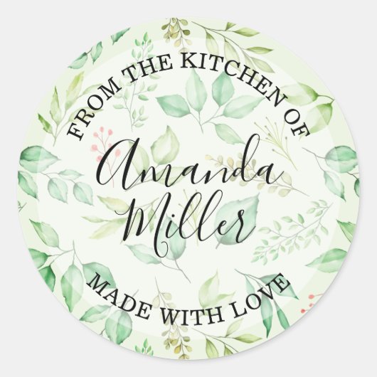 Waterverf Begroeiing UIT DE KEUKEN Ronde Sticker (Voorkant)