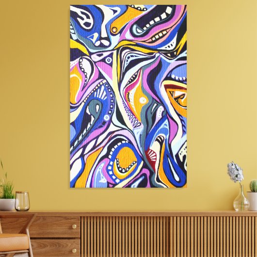 Waterverf Behandelde Moderne Retro Artdeco Canvas Afdruk (Insitu (Woonkamer))