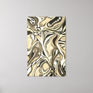 Waterverf Behandelde Moderne Retro Artdeco Canvas Afdruk