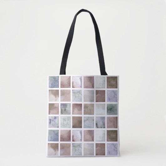 WATERVERF . Beige en grijze vierkanten. Tote Bag (Voorkant)